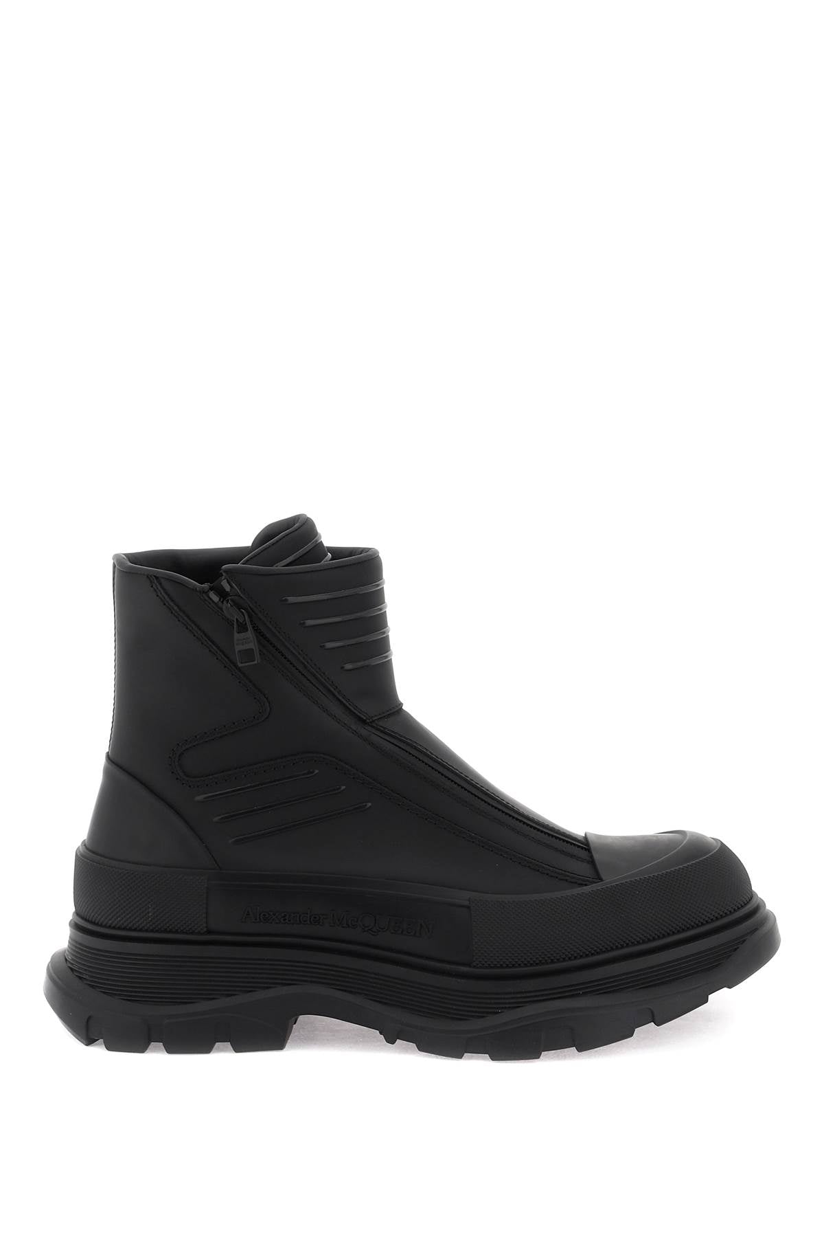 Alexander mcqueen rubberized fabric tread slick ankle boots-0