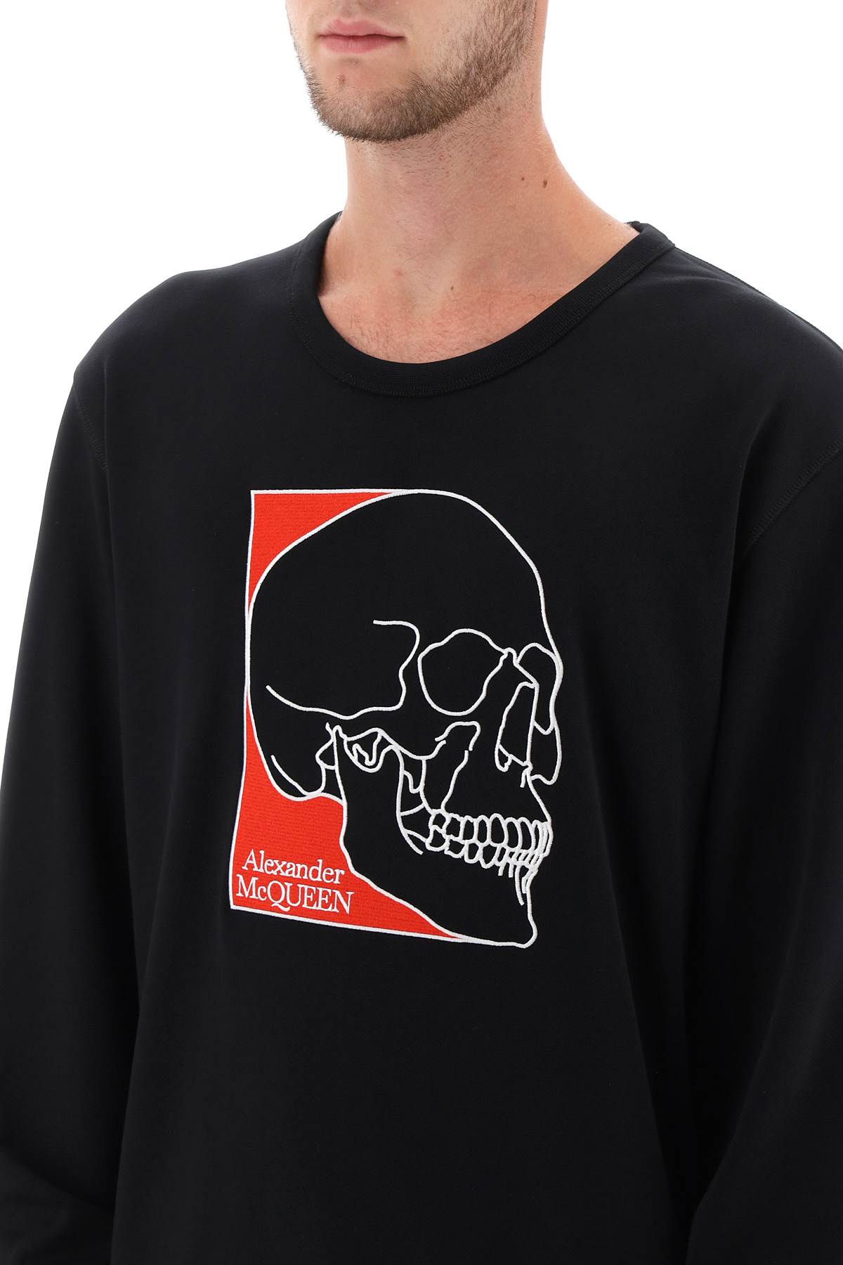 Alexander mcqueen crew-neck sweatshirt with skull embroidery-3