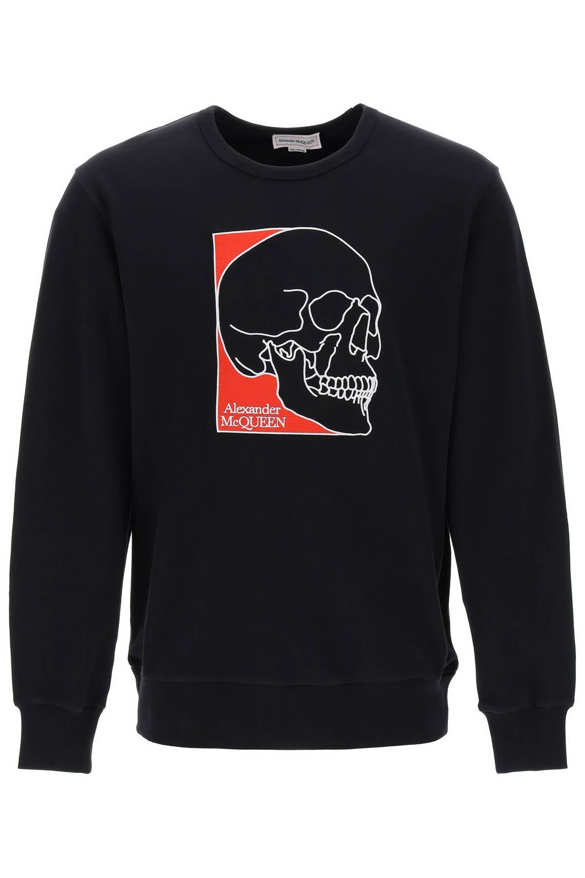 Alexander mcqueen crew-neck sweatshirt with skull embroidery-0