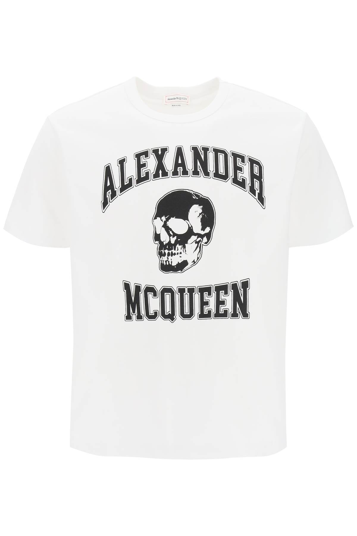 Alexander mcqueen t-shirt with varsity logo and skull print-0
