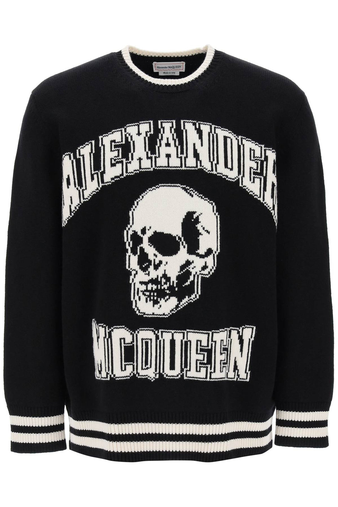 Alexander mcqueen varsity sweater with skull motif-0