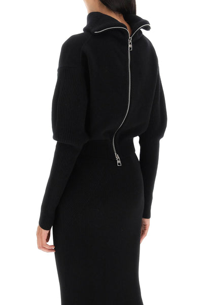 Alexander mcqueen cropped funnel-neck sweater in wool and cashmere-2