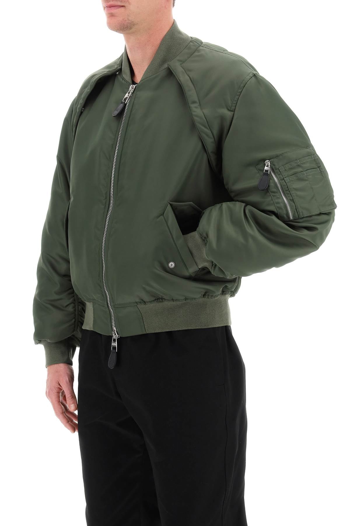Alexander mcqueen convertible bomber jacket in nylon satin-3