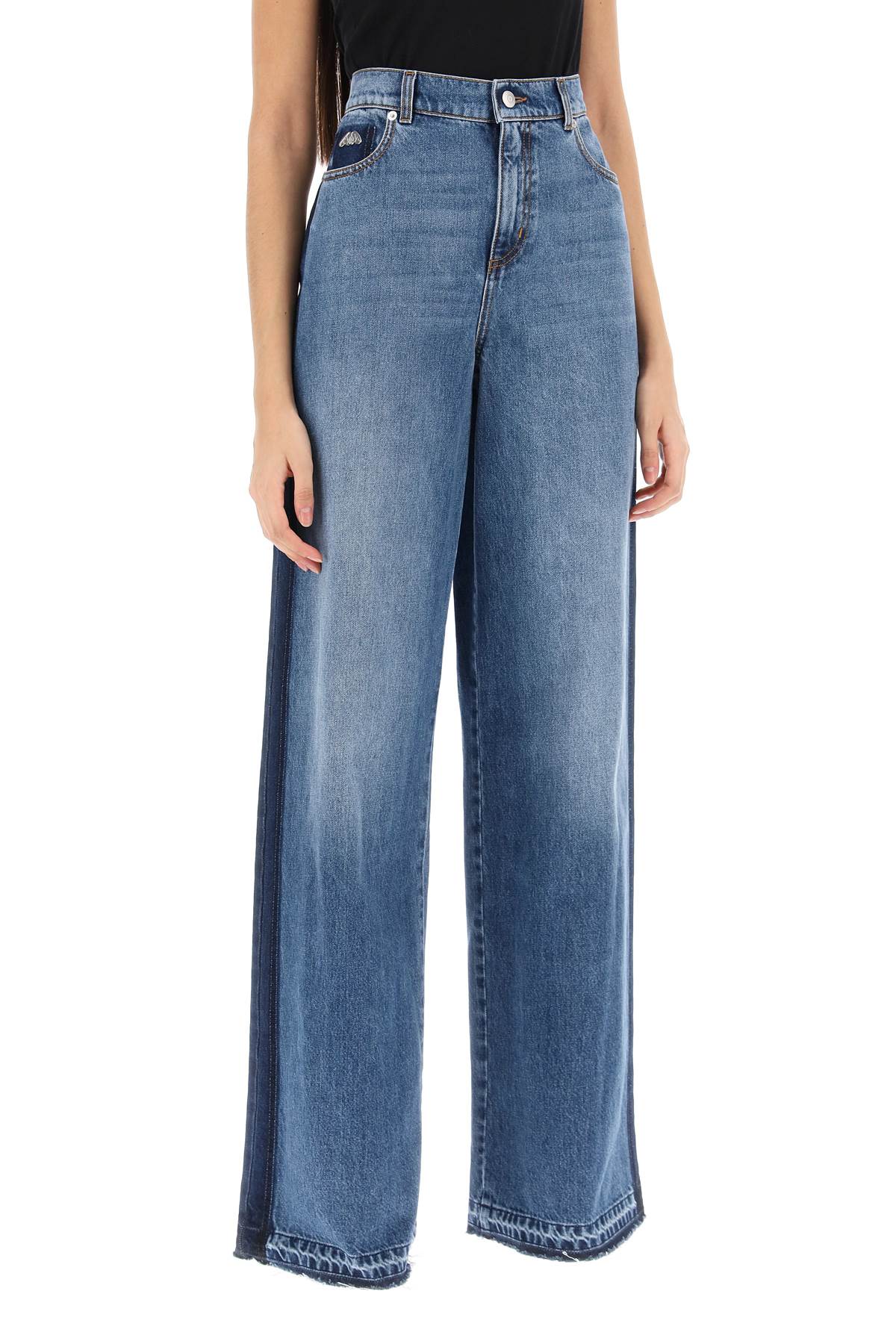 Alexander mcqueen wide leg jeans with contrasting details-1