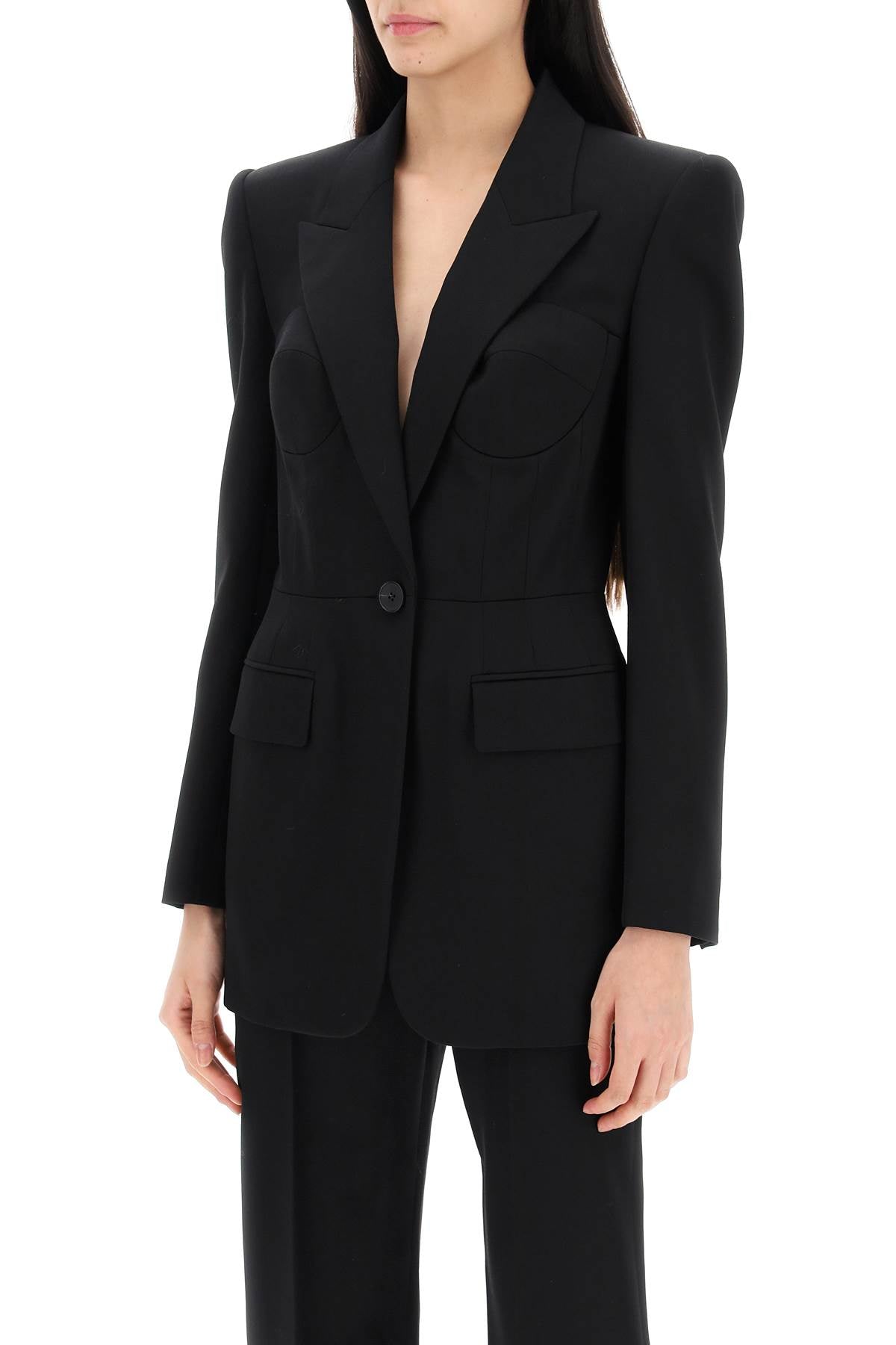 Alexander mcqueen fitted jacket with bustier details-3