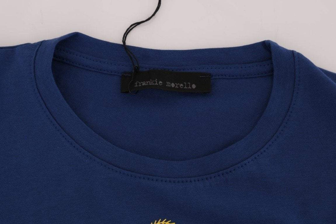 Frankie Morello  Cotton  Crewneck T-Shirt #men, Blue, Catch, feed-agegroup-adult, feed-color-blue, feed-gender-male, feed-size-M, feed-size-S, Frankie Morello, Gender_Men, Kogan, M, Men - New Arrivals, S, T-shirts - Men - Clothing at SEYMAYKA