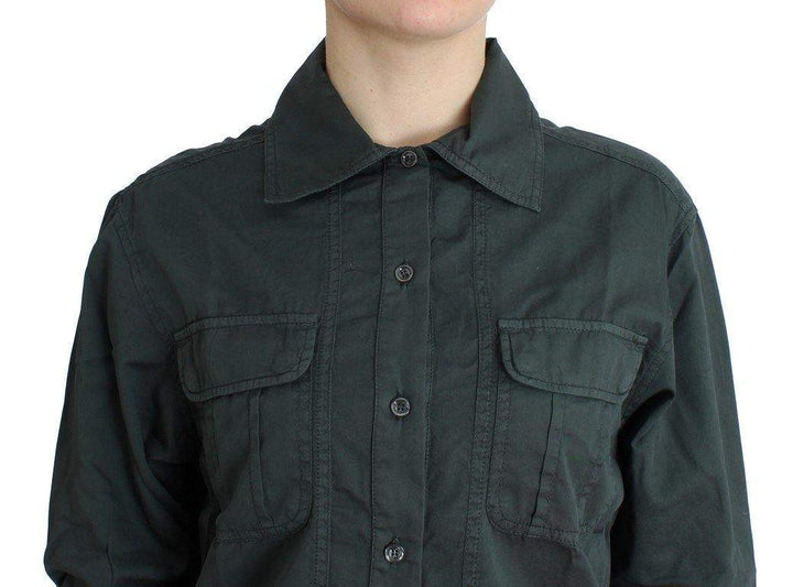 Cavalli Women Dark  Button Down Shirt #women, Catch, Cavalli, feed-agegroup-adult, feed-color-gray, feed-gender-female, feed-size-IT40|S, Gender_Women, Gray, IT40|S, Kogan, Tops & T-Shirts - Women - Clothing at SEYMAYKA