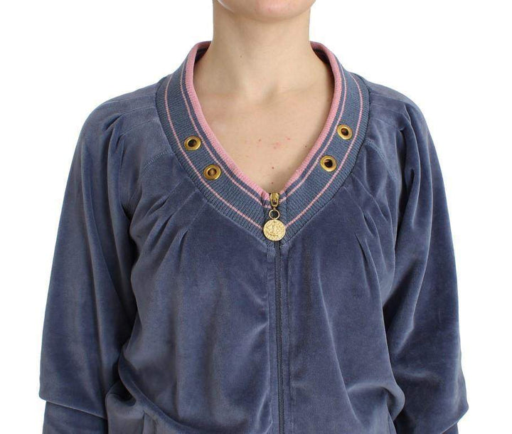Cavalli  Women  Velvet Zipup Sweater #women, Blue, Catch, Cavalli, feed-agegroup-adult, feed-color-blue, feed-gender-female, feed-size-IT44|L, feed-size-IT46|XL, Gender_Women, IT44|L, IT46|XL, Kogan, Sweaters - Women - Clothing at SEYMAYKA