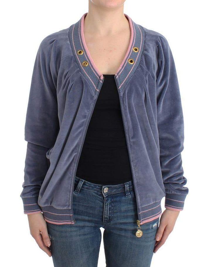 Cavalli  Women  Velvet Zipup Sweater #women, Blue, Catch, Cavalli, feed-agegroup-adult, feed-color-blue, feed-gender-female, feed-size-IT44|L, feed-size-IT46|XL, Gender_Women, IT44|L, IT46|XL, Kogan, Sweaters - Women - Clothing at SEYMAYKA