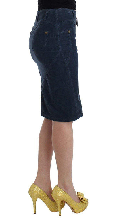Cavalli Women Dark  Corduroy Pencil Skirt #women, Blue, Catch, Cavalli, feed-agegroup-adult, feed-color-blue, feed-gender-female, feed-size-IT40|S, feed-size-IT42|M, feed-size-IT44|L, feed-size-IT46|XL, Gender_Women, IT40|S, Kogan, Skirts - Women - Clothing at SEYMAYKA