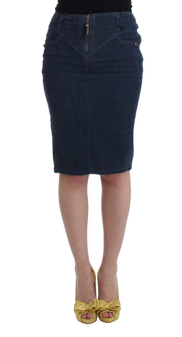 Cavalli Women Dark  Corduroy Pencil Skirt #women, Blue, Catch, Cavalli, feed-agegroup-adult, feed-color-blue, feed-gender-female, feed-size-IT40|S, feed-size-IT42|M, feed-size-IT44|L, feed-size-IT46|XL, Gender_Women, IT40|S, Kogan, Skirts - Women - Clothing at SEYMAYKA