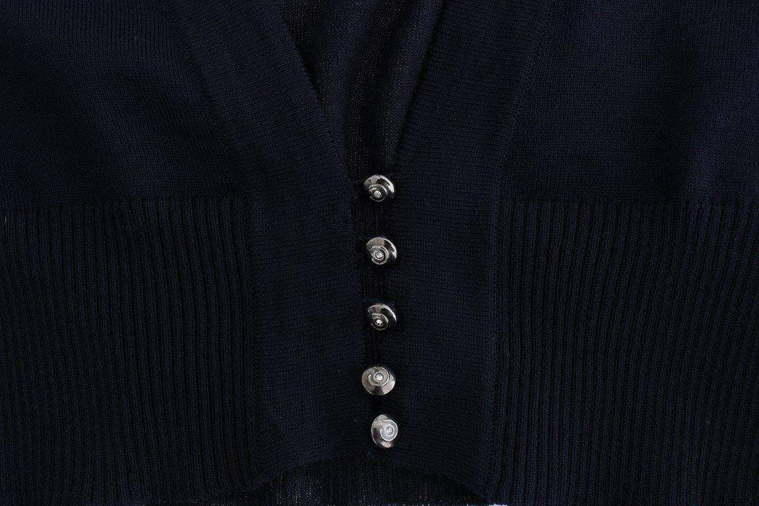 Cavalli Women Dark  Cropped Wool Cardigan #women, Blue, Catch, Cavalli, feed-agegroup-adult, feed-color-blue, feed-gender-female, feed-size-IT46|XL, Gender_Women, IT46|XL, Kogan, Sweaters - Women - Clothing at SEYMAYKA