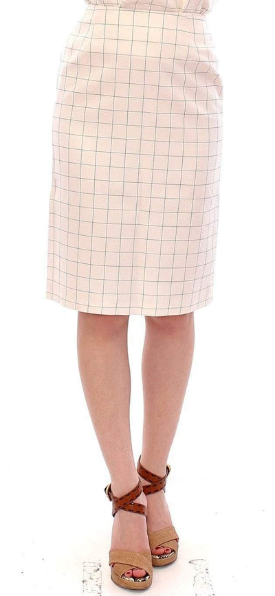 Andrea Incontri  Cotton Checkered Pencil Skirt #women, Andrea Incontri, Catch, feed-agegroup-adult, feed-color-white, feed-gender-female, feed-size-IT40|S, feed-size-IT42|M, Gender_Women, IT40|S, IT42|M, Kogan, Skirts - Women - Clothing, White at SEYMAYKA