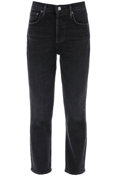 Agolde riley high-waisted cropped jeans-0