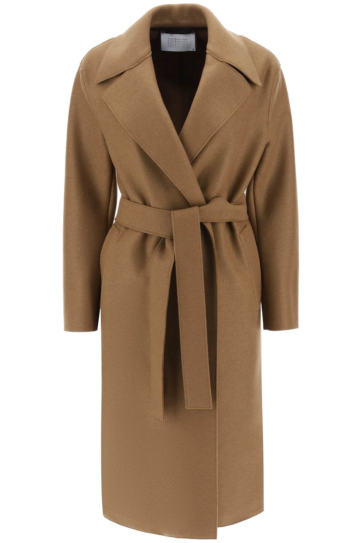 Harris wharf london long robe coat in pressed wool and polaire-0