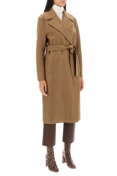 Harris wharf london long robe coat in pressed wool and polaire-1