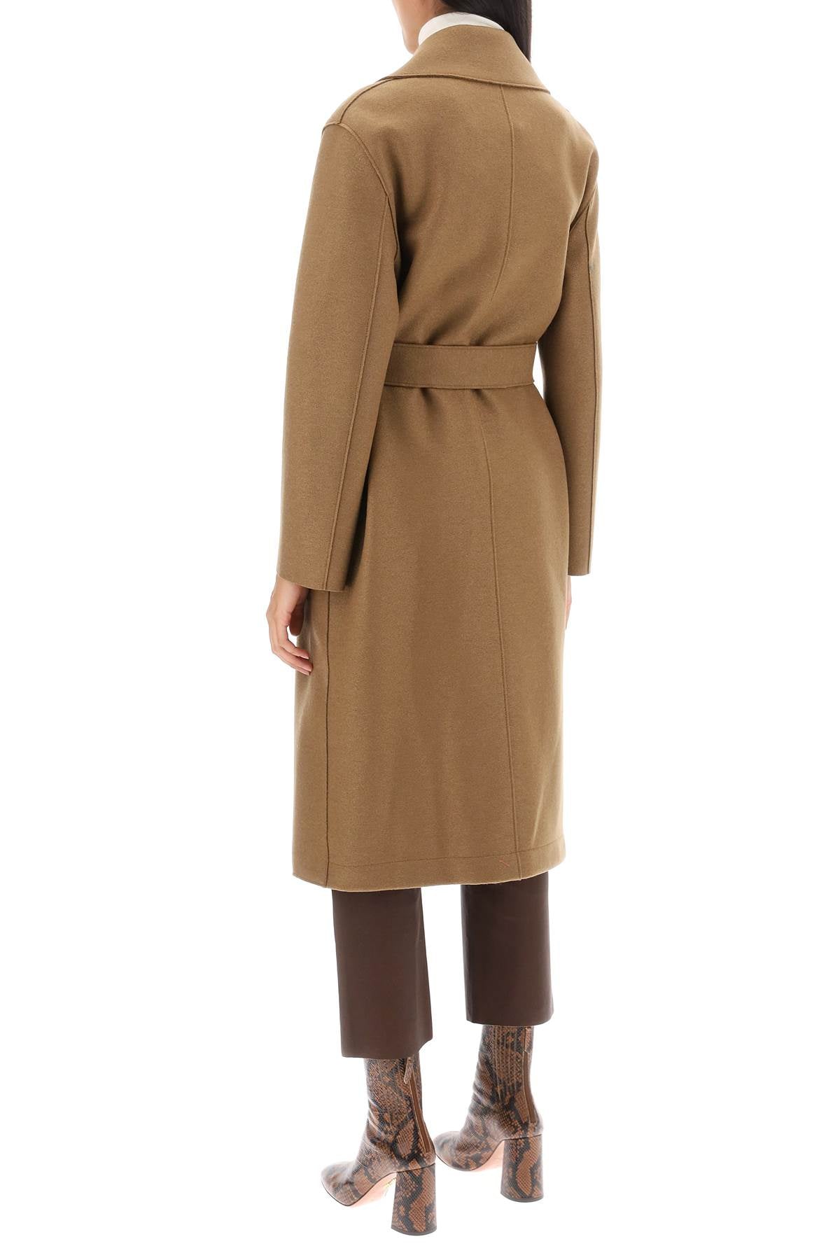Harris wharf london long robe coat in pressed wool and polaire-2