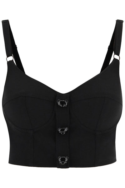 Moschino bustier top with teddy bear buttons-0