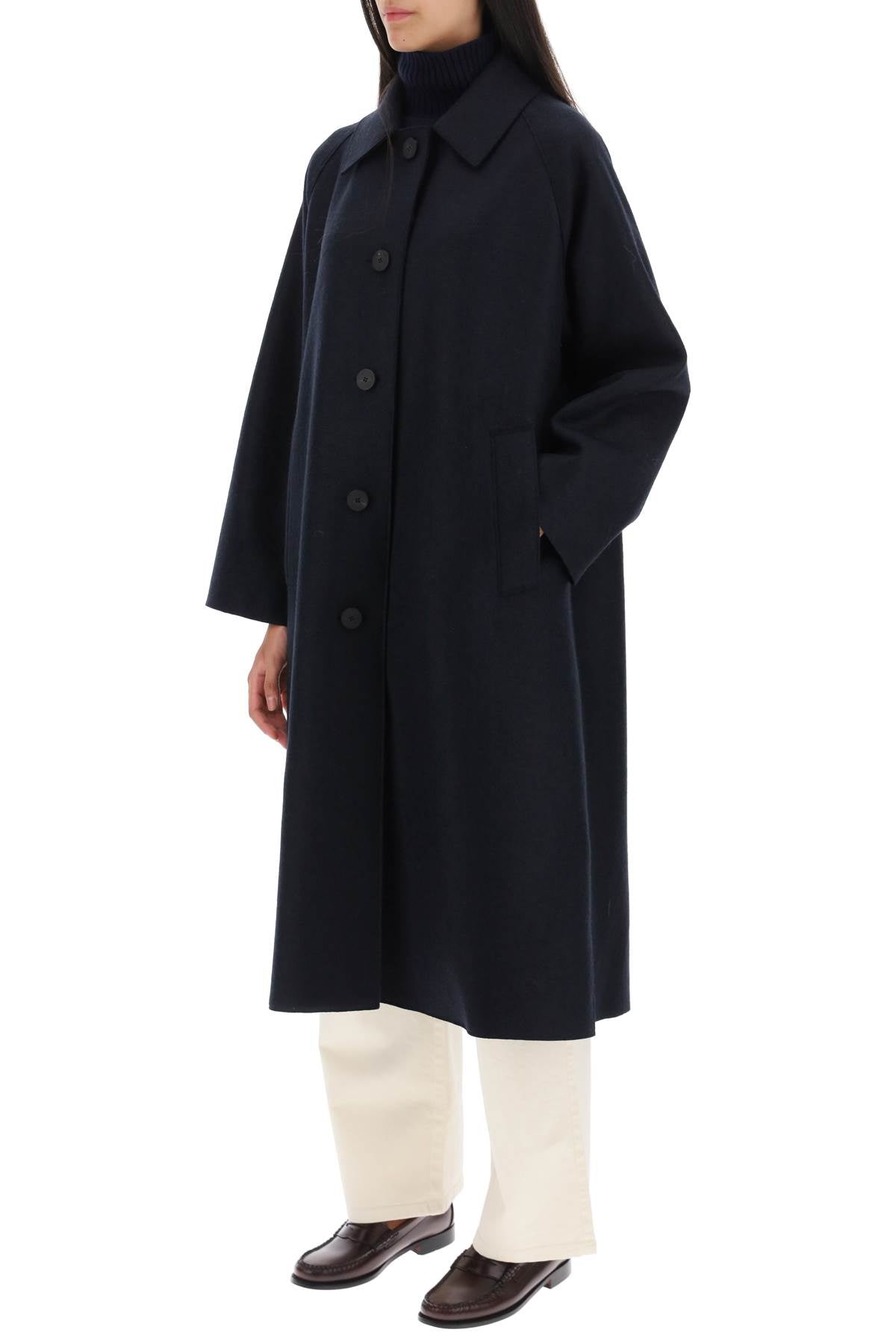 Harris wharf london balmacaan coat in pressed wool-3