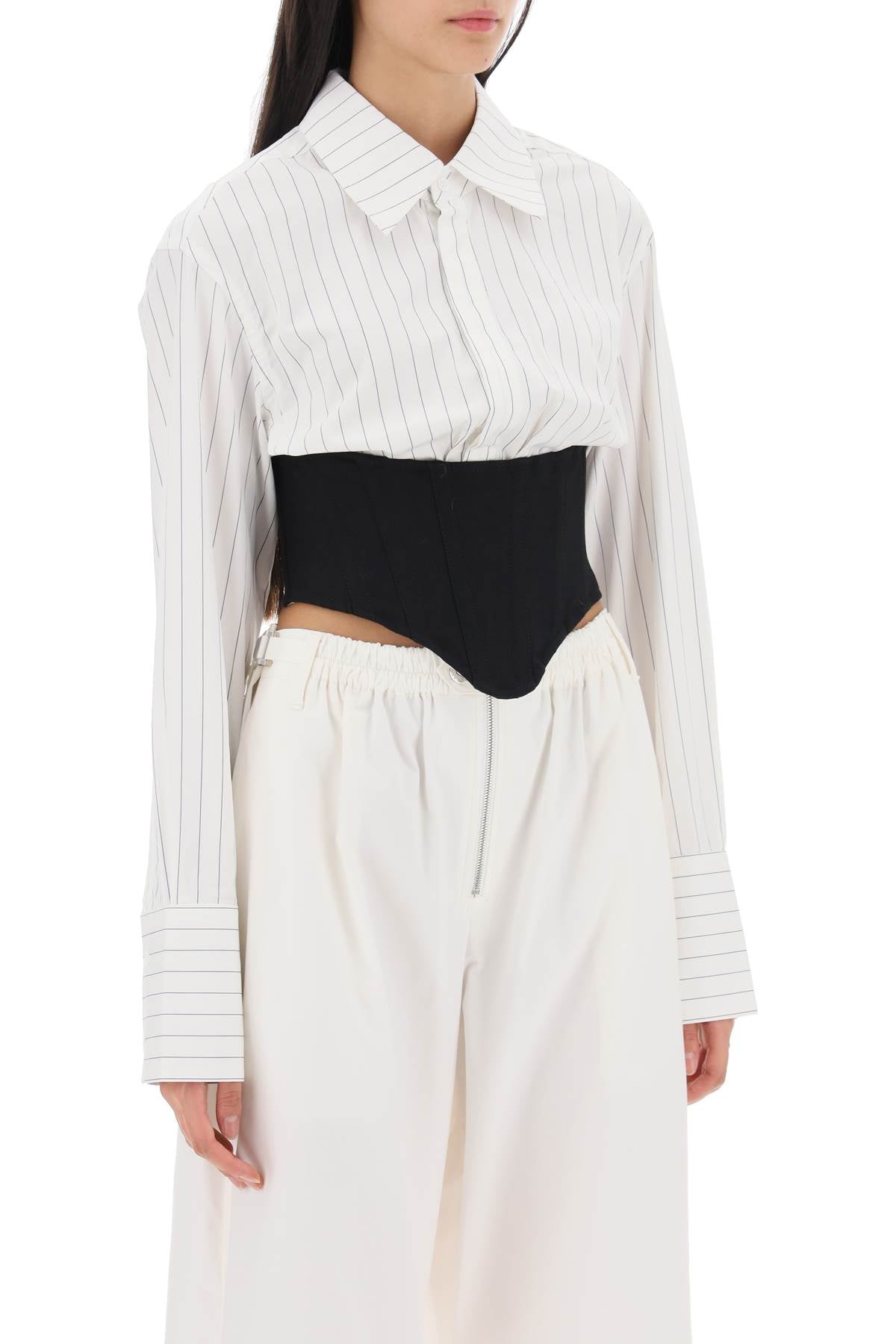 Dion lee cropped shirt with underbust corset-1