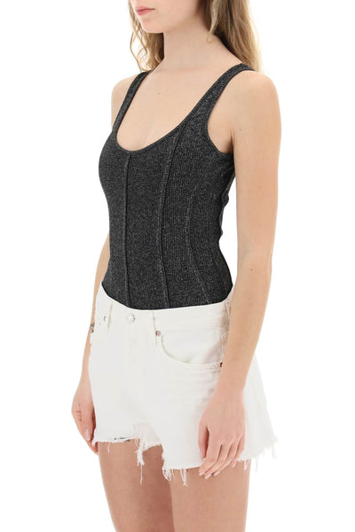 Agolde 'elna' rib knit tank bodysuit-3