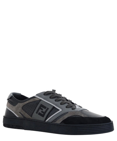 Fendi Black Calf Leather Low Top Sneakers