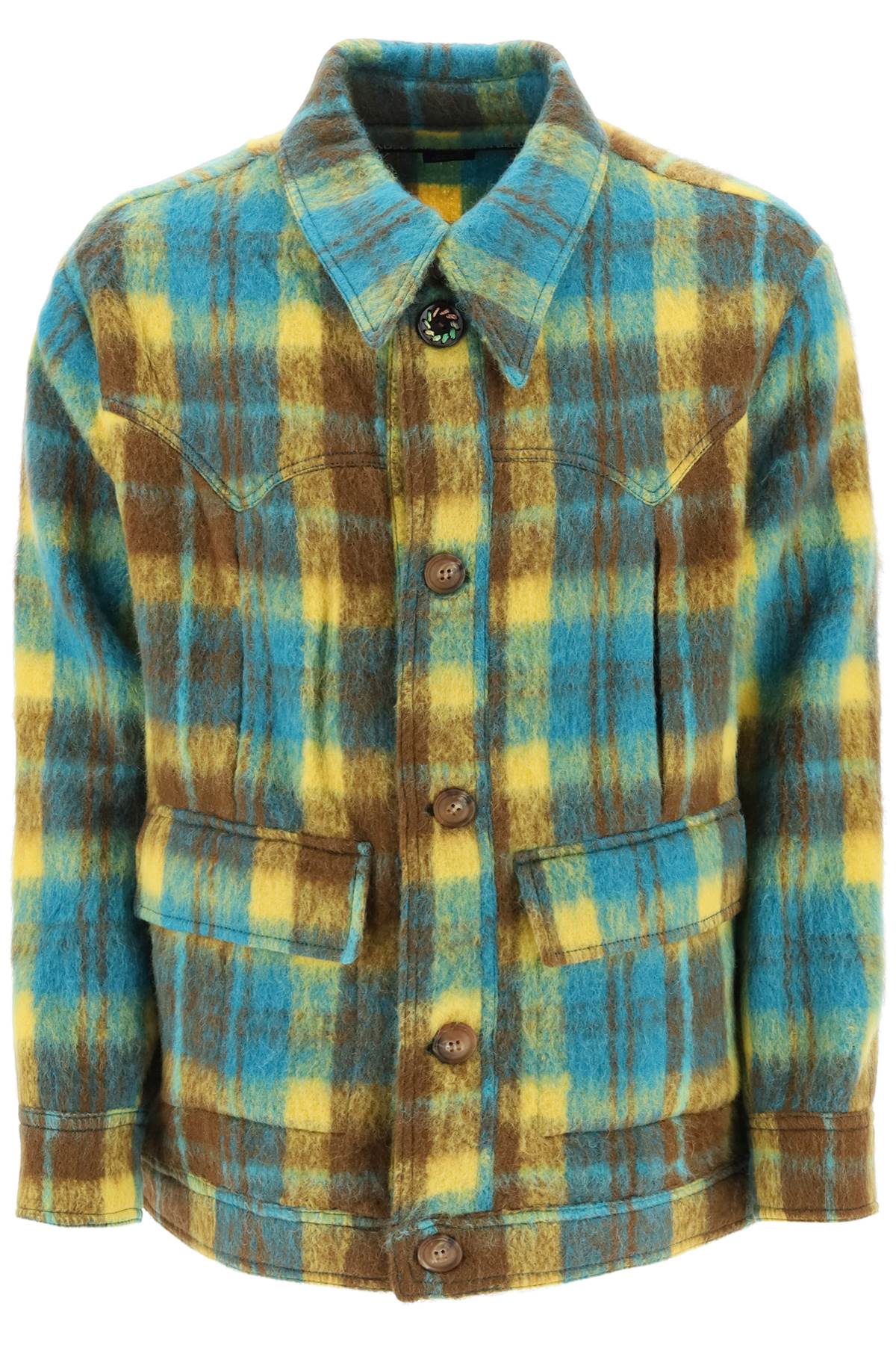 Andersson bell brushed-yarn overshirt with check motif-0