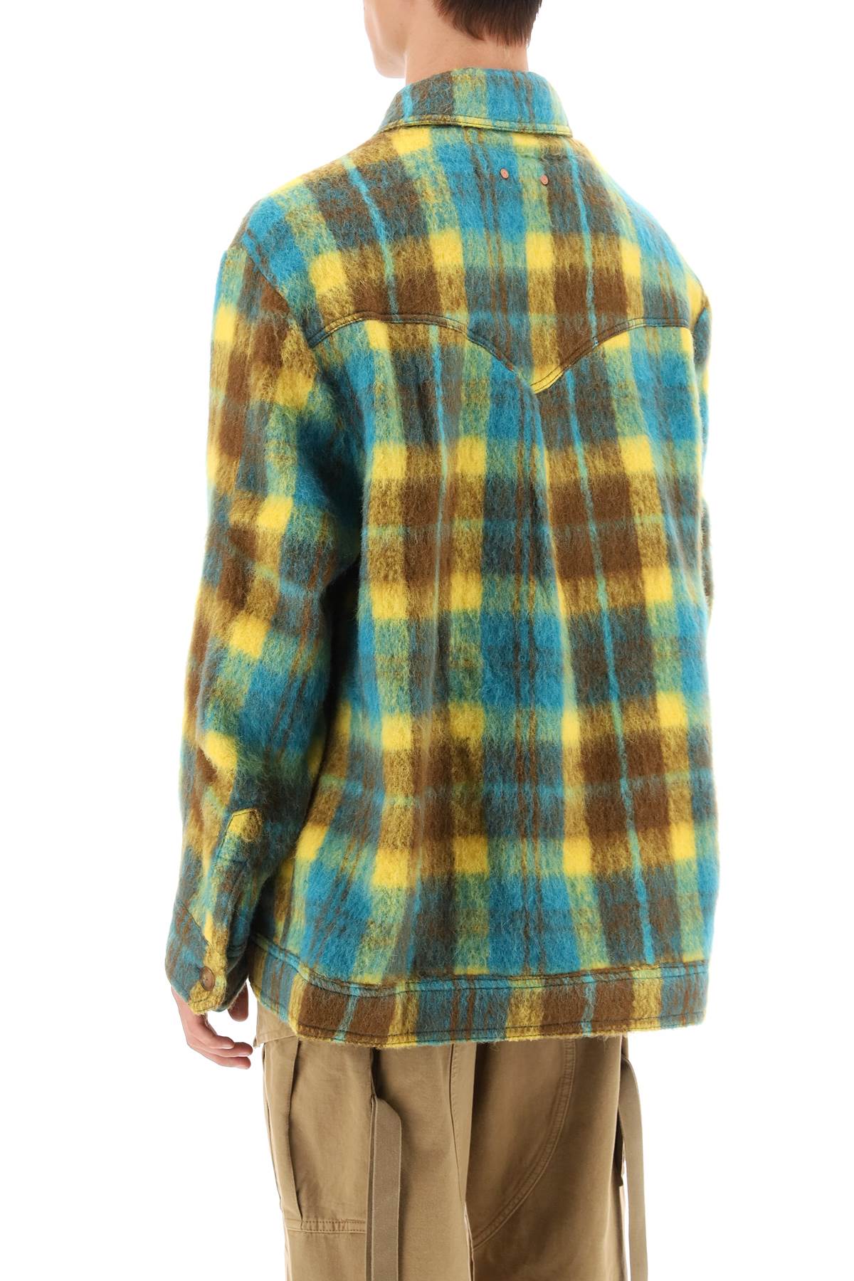 Andersson bell brushed-yarn overshirt with check motif-2