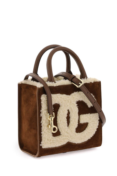 Dolce & gabbana dg daily mini suede and shearling tote bag-2