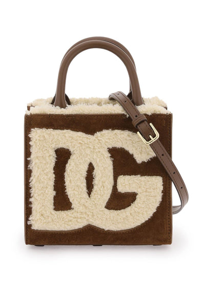 Dolce & gabbana dg daily mini suede and shearling tote bag-0