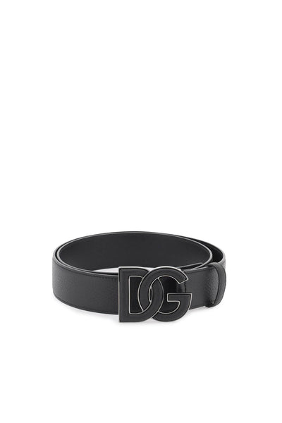 Dolce & gabbana leather belt with dg logo buckle-0