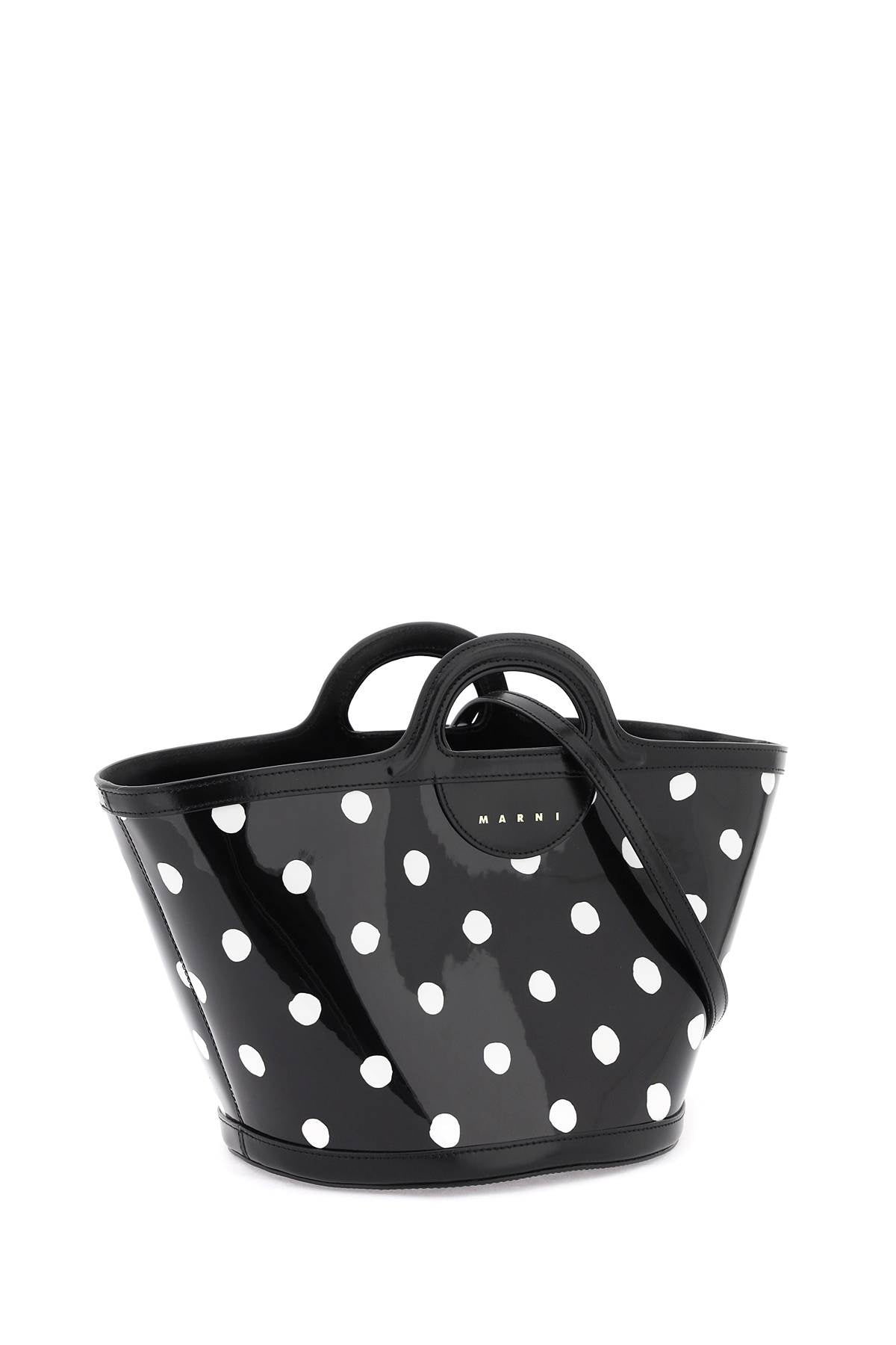 Marni patent leather tropicalia bucket bag with polka-dot pattern-2