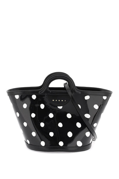 Marni patent leather tropicalia bucket bag with polka-dot pattern-0