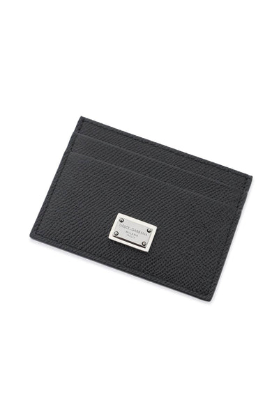 Dolce & gabbana leather card holder with logo plate-1