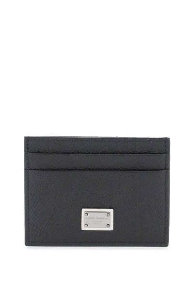 Dolce & gabbana leather card holder with logo plate-0