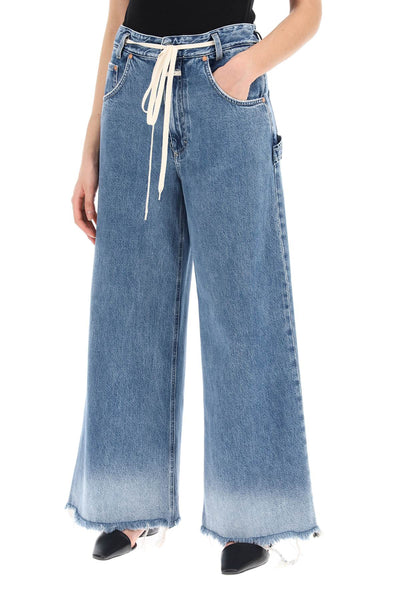 Closed wide leg jeans with distressed details.-3