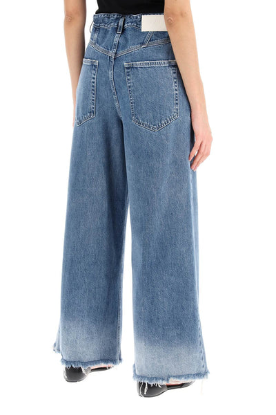 Closed wide leg jeans with distressed details.-2