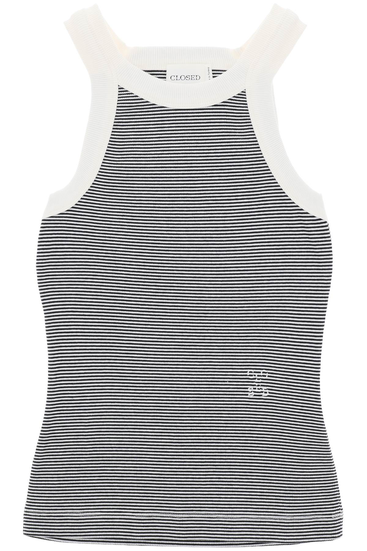 Closed striped racer tank top-0