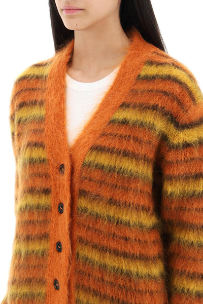 Marni cardigan in striped brushed mohair-3