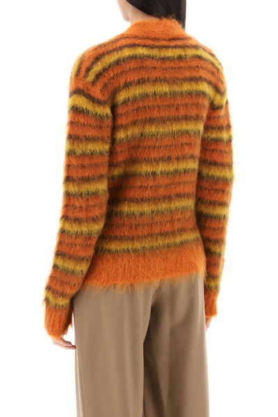 Marni cardigan in striped brushed mohair-2