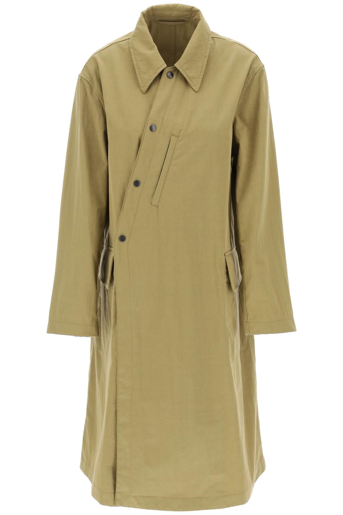 Lemaire asymmetric buttoned trench coat-0