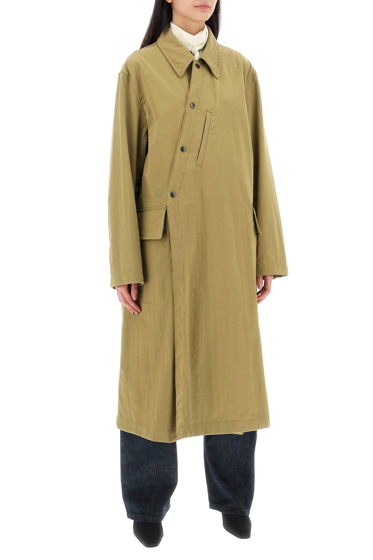 Lemaire asymmetric buttoned trench coat-1