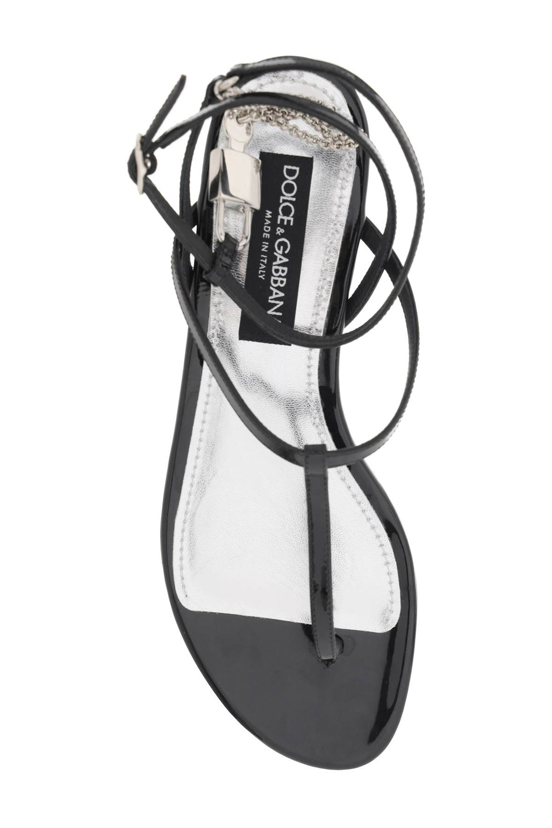 Dolce & gabbana patent leather thong sandals with padlock-1