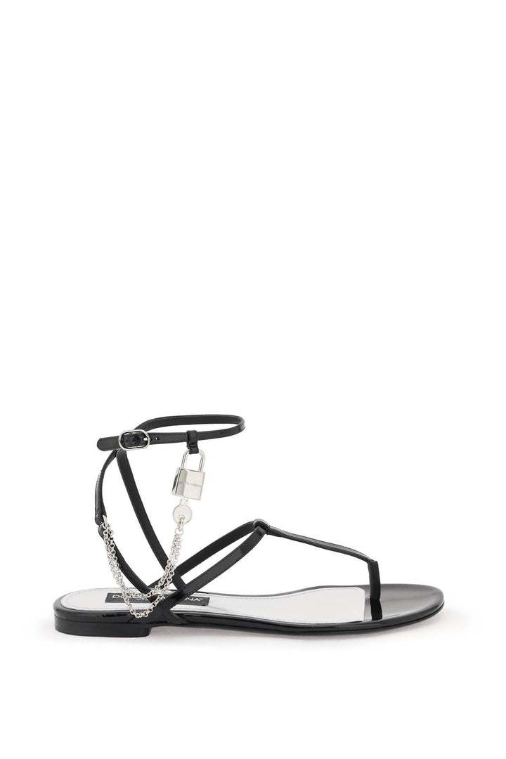 Dolce & gabbana patent leather thong sandals with padlock-0
