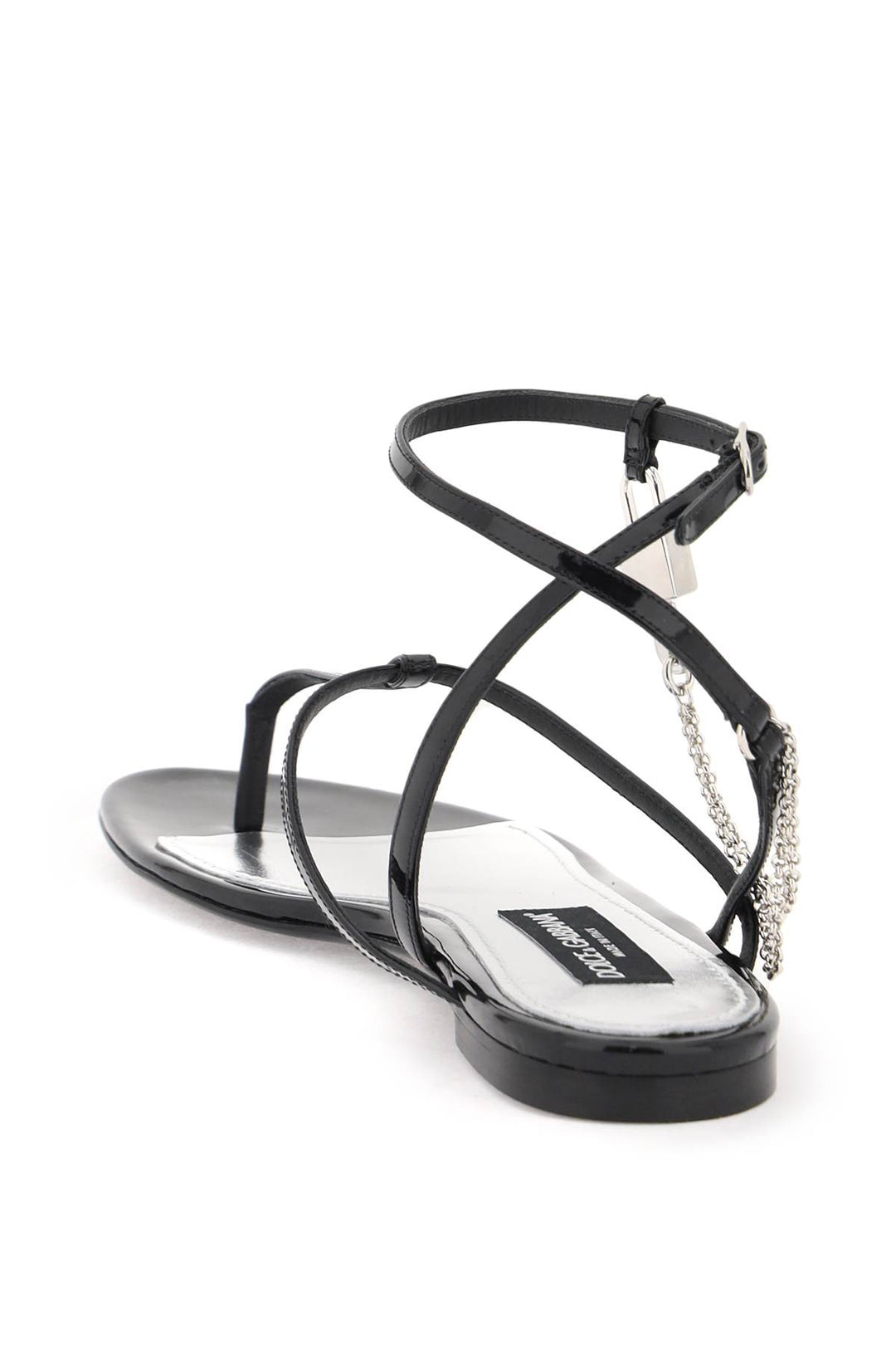 Dolce & gabbana patent leather thong sandals with padlock-2