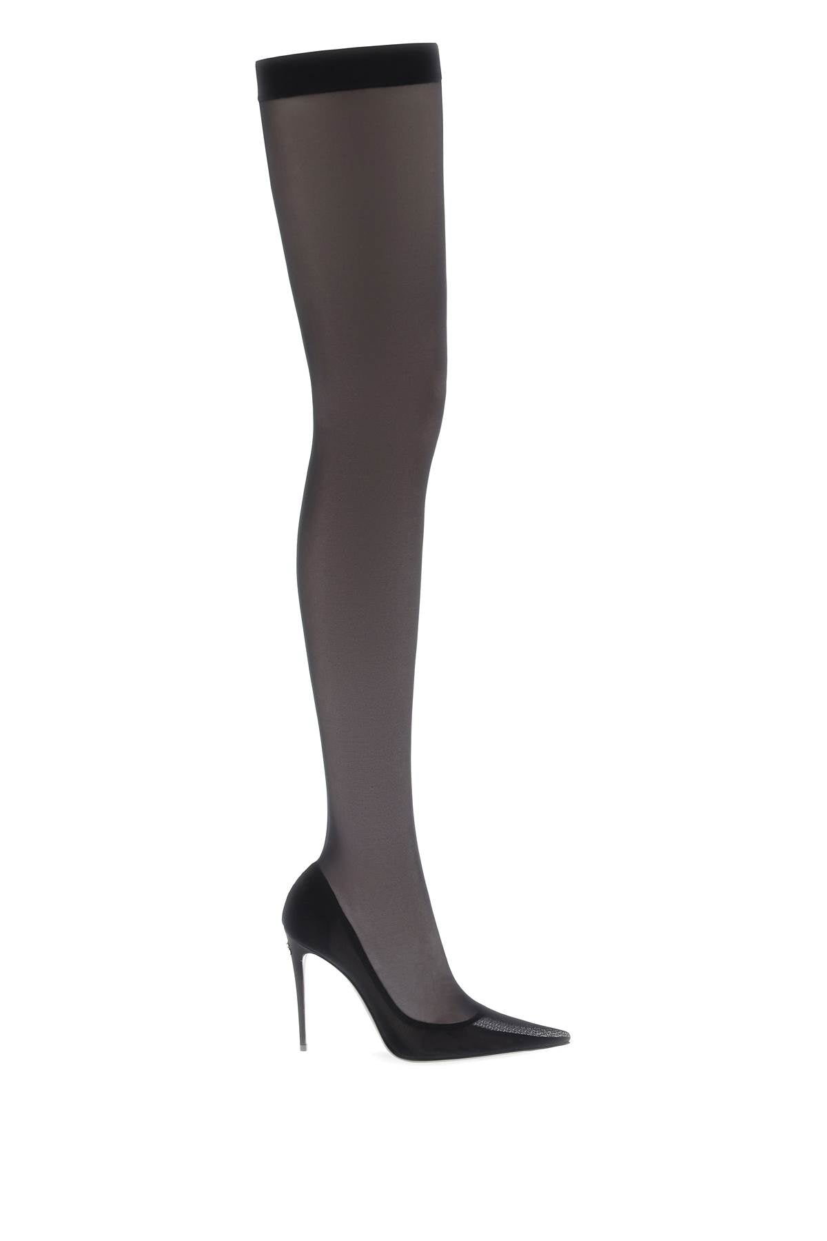 Dolce & gabbana stretch tulle thigh-high boots-0