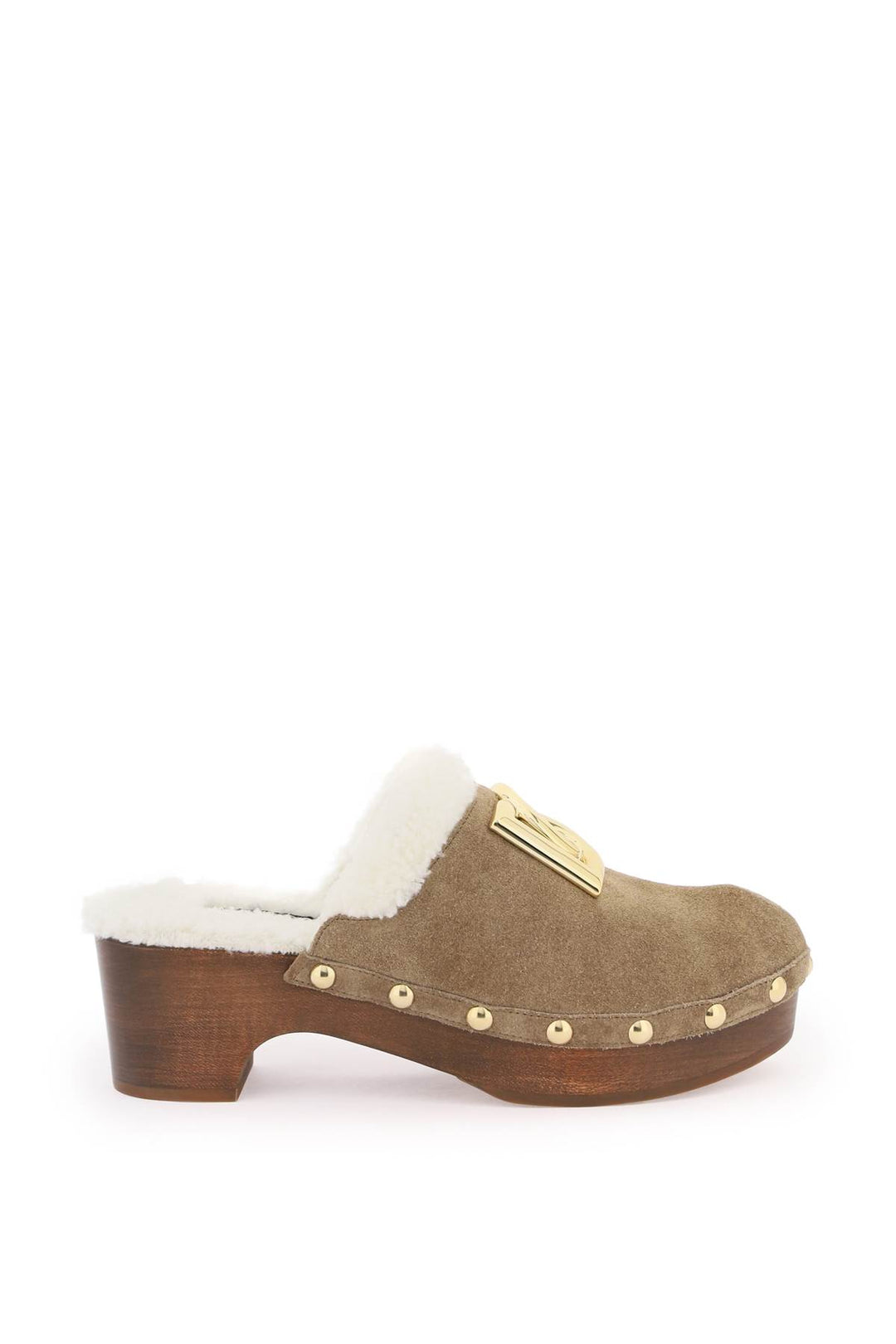 Dolce & gabbana suede and faux fur clogs with dg logo.-0