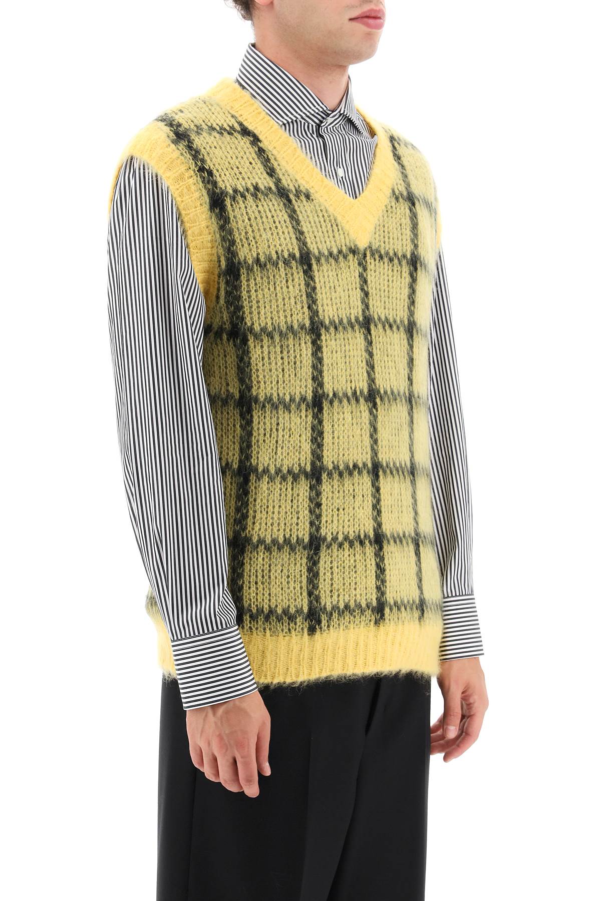 Marni brushed-mohair vest with check motif-1