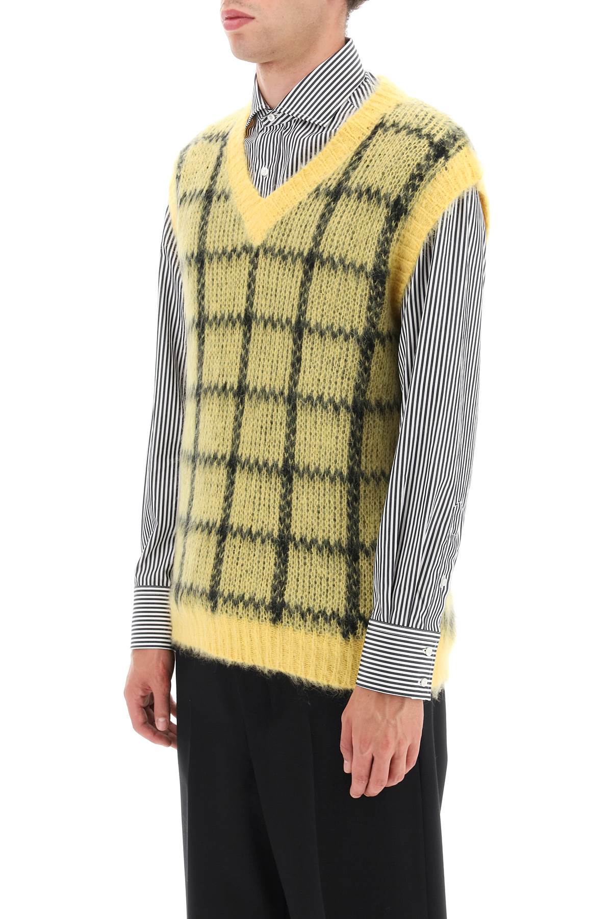Marni brushed-mohair vest with check motif-3