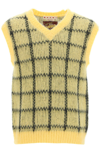 Marni brushed-mohair vest with check motif-0